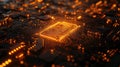 Glowing central processing unit on futuristic circuit board Royalty Free Stock Photo