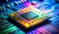 Glowing CPU on a Futuristic Circuit Board Royalty Free Stock Photo