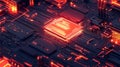 Glowing cpu processing data on a circuit board Royalty Free Stock Photo