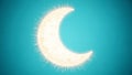 Glowing Crescent Moon on Teal Background Royalty Free Stock Photo