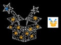Bright Net Surprize Box Mesh Icon with Constellation Nodes Royalty Free Stock Photo