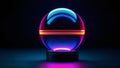 Glowing crystal ball, esoteric sphere, glass neon bubble Royalty Free Stock Photo