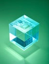 Technological Core - CPU in a Glass Cube Royalty Free Stock Photo