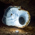Glowing Crystal Geode Illuminated in a Dark Cave Royalty Free Stock Photo