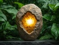 Glowing crystal geode in natural setting Royalty Free Stock Photo