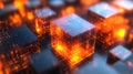 Glowing Cubes Abstract Digital Network Structure Royalty Free Stock Photo