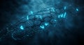 Glowing cyan crystals embedded in a dark matrix Royalty Free Stock Photo