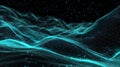 Abstract digital wave mesh surface glowing particles dark background technology science futuristic data visualization Royalty Free Stock Photo