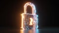 Glowing Cyber Circuit Lines Create a Padlock Symbolizing Protected Information and Digital Security in a Tech Landscape Royalty Free Stock Photo