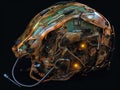 Glowing cyberpunk mask with circuitry and AR