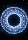 Glowing 3D circular network pattern with interconnected points Royalty Free Stock Photo
