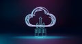 Glowing 3D Cloud Computing Icon: High-speed data connectivity for modern technology professionals. Royalty Free Stock Photo