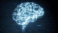 Glowing 3D Digital Brain with Neural Connections on Dark Background Royalty Free Stock Photo