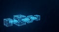 Blockchain Technology Concept with Glowing 3D Digital Data Cubes and Connected Network Mesh Royalty Free Stock Photo