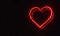Glowing 3D Rendered Neon Heart Sign Over Black Background