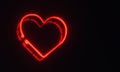 Glowing 3D Rendered Neon Heart Sign Over Black Background