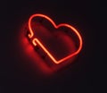 Glowing 3D Rendered Neon Heart Sign On Wall