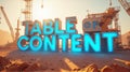 Glowing 3D Table of Content in Desert Construction Royalty Free Stock Photo