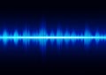 Glowing dark blue digital sound wave, technology abstract background