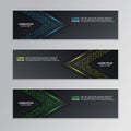 Glowing Dark Techno Banner Template, Modern Neon Design Background Vector