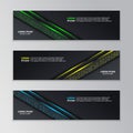 Glowing Dark Techno Banner Template, Modern Neon Design Background Vector