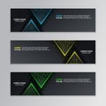 Glowing Dark Techno Banner Template, Modern Neon Design Background Vector