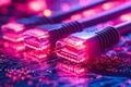 Glowing data cables transferring information background Royalty Free Stock Photo
