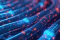 Glowing data cables transferring information close-up. Generative AI Royalty Free Stock Photo