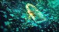 Glowing Data Lock with Binary Code Background Royalty Free Stock Photo
