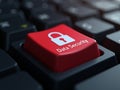 Glowing Data Security Red Key on Modern Keyboard Representing Cyber Defense Technology Royalty Free Stock Photo