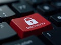 Glowing Data Security Red Key on Modern Keyboard Representing Cyber Defense Technology Royalty Free Stock Photo