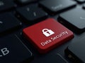 Glowing Data Security Red Key on Modern Keyboard Representing Cyber Defense Technology Royalty Free Stock Photo