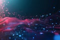 Glowing data wave flowing horizontally, modern matrix-style background with digital particles Royalty Free Stock Photo