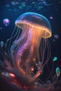 Glowing Deep-Sea Jellyfish: A Radiant Beauty in the Darkness