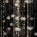 Glowing digital binary code streams cascade downward against a dark background with soft bokeh light effects Royalty Free Stock Photo
