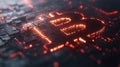 Glowing digital bitcoin symbol on tech-inspired circuit background Royalty Free Stock Photo