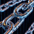 Glowing Digital Blockchain Links with Binary Code technology Royalty Free Stock Photo