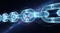 Glowing digital blockchain network technology futuristic connection secure data links Royalty Free Stock Photo
