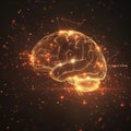 Glowing digital brain in abstract space Royalty Free Stock Photo