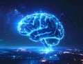 Glowing Digital Brain with AI Network Ã¢â¬\' Futuristic Light-Based Symbol of Advanced Int generative ai Royalty Free Stock Photo