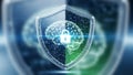 Digital Brain Protected by Shield with Padlock and Circuitry image photo Royalty Free Stock Photo