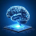 AI Brain Power on a Glowing CPU Royalty Free Stock Photo
