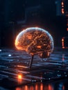 A glowing digital brain network symbolizes artificial intelligence technology innovation future and progress Royalty Free Stock Photo