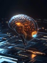 A glowing digital brain network symbolizing artificial intelligence data processing machine learning and neural networks Royalty Free Stock Photo