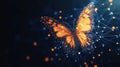Glowing digital butterfly on dark background with technology-inspired particle effects, perfect for a website banner Royalty Free Stock Photo