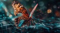 Glowing digital butterfly representing change and innovation in augmented reality industry Royalty Free Stock Photo