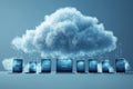 Glowing Cloud Computing with Mobile Devices Royalty Free Stock Photo