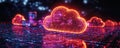 Glowing Cloud Computing with Mobile Devices Royalty Free Stock Photo
