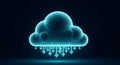 Glowing Digital Cloud Data Download Icon: Secure Storage and Network Connectivity for IT Business Users. Royalty Free Stock Photo