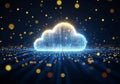 Glowing digital cloud with data streams and bokeh cloud computing Royalty Free Stock Photo